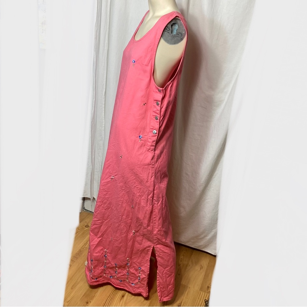 Basic Editions 90s vintage pink embroidered dress medium - Picture 2 of 9